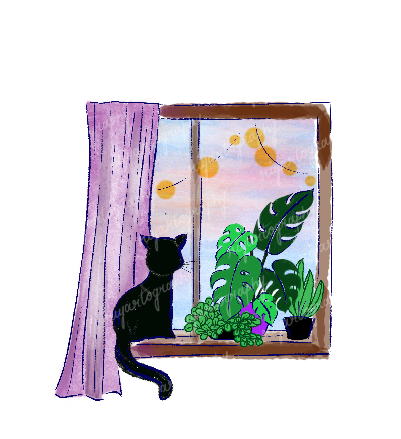 Cat in Window - Sticker